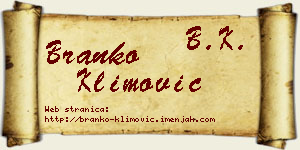 Branko Klimović vizit kartica